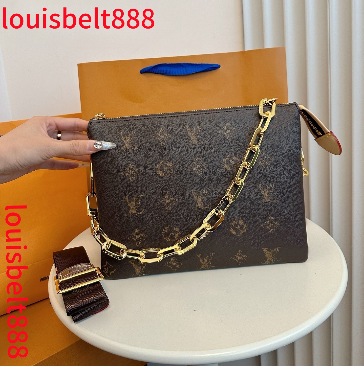 Fashion Luxury brand designer bag COUSSIN leather crossbody Bags Luxury Women mens tote Messenger wallets square handbags Embossed shoulder straps Chain Bag