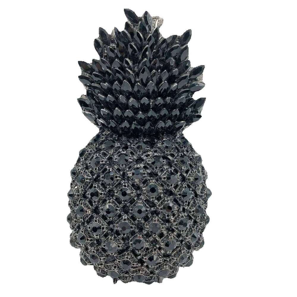 Designer Luxury Pineapple Fruits Unique Women Rhinestones Designer Handbags Crystal Party Prom Clutches Fashion Metal Chain Bags