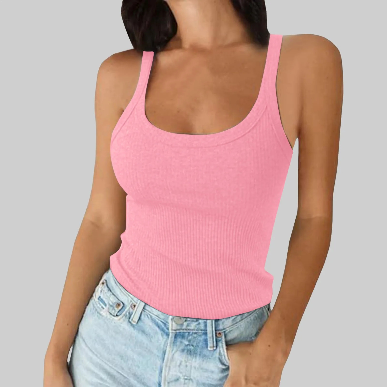 O Neck Summer Knit Vest Sleeveles Sexy Basic T Shirt Off Shoulder Ribbed Tank Tops Casual 2025 Outfits Tight 250527