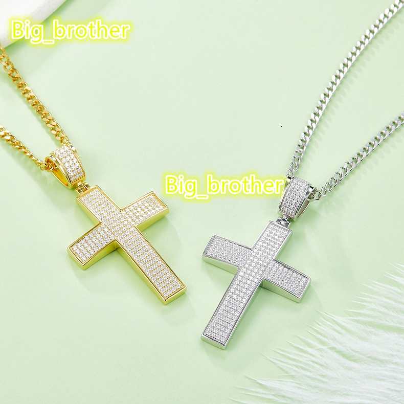 J004 Guangzhou Jewelry Wholesale 925 Sterling Silver Iced Out VVS Diamond Hip Hop Necklace Moissanite Cross Pendant for Mens