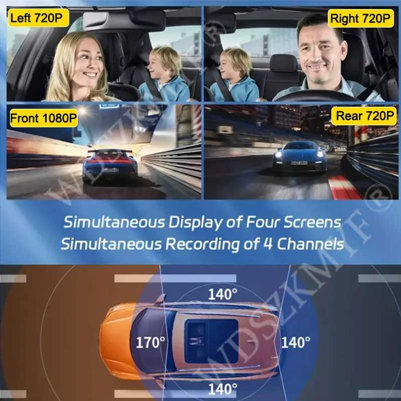 Car dvr 1080P Video Recorder Car 3/4 Channels Dash Cam Car dvr Parking Monitor Front Right With Rear View Night Vision Black Box R250529 N54A