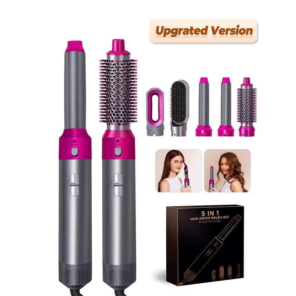 Hair Dryer 5-In-1 Electric Hair Comb Negative Ion Straight Curler Brush Blow Dryer Air Comb Removable Brush Kit ToolXJ250528