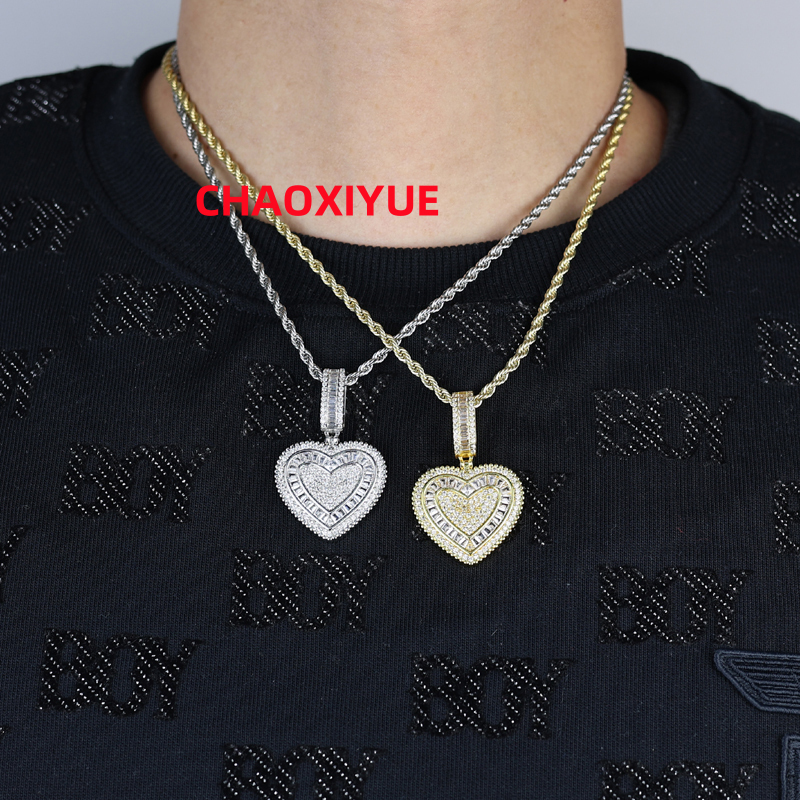 S925 Silver Moissanite Pendant European American Style Hot Selling Fashionable Hip Hop Necklace
