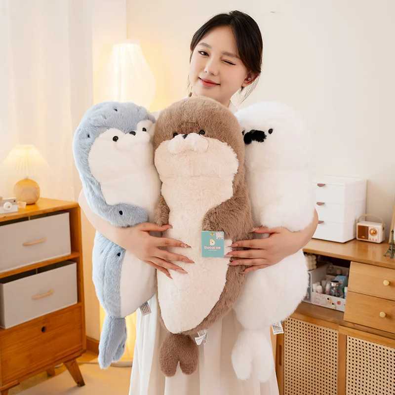 High Quality Genuine Kawaii Sea Creature Otter Plush Doll Pillow Headset Blue Seal Otter Stuffed Animal Birthday Gift Z250529