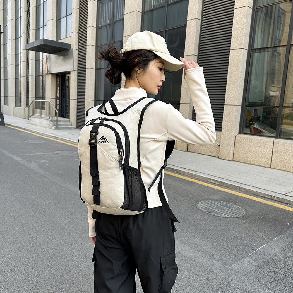 Outdoor Lightweight Zippers Backpack Large Capacity Foldable Rucksack Wear Resist Portable Running Rucksack Travel Trip Bag 250522