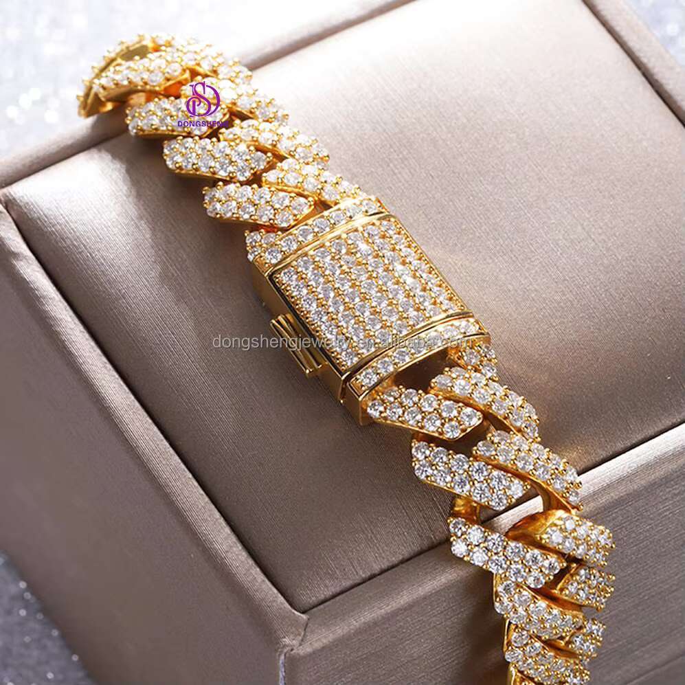 High Quality Bracelet 10mm 12mm 13mm Diamond Hip Hop Jewelry Popular Moissanite Cuban Bracelets for Men
