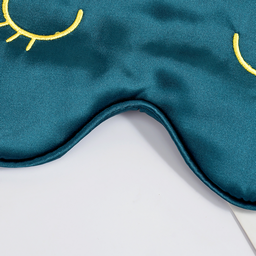 Double-sided silk-like embroidered eyelash eye mask for eye fatigue relief, light-blocking sleep eye mask in stock for wholesale