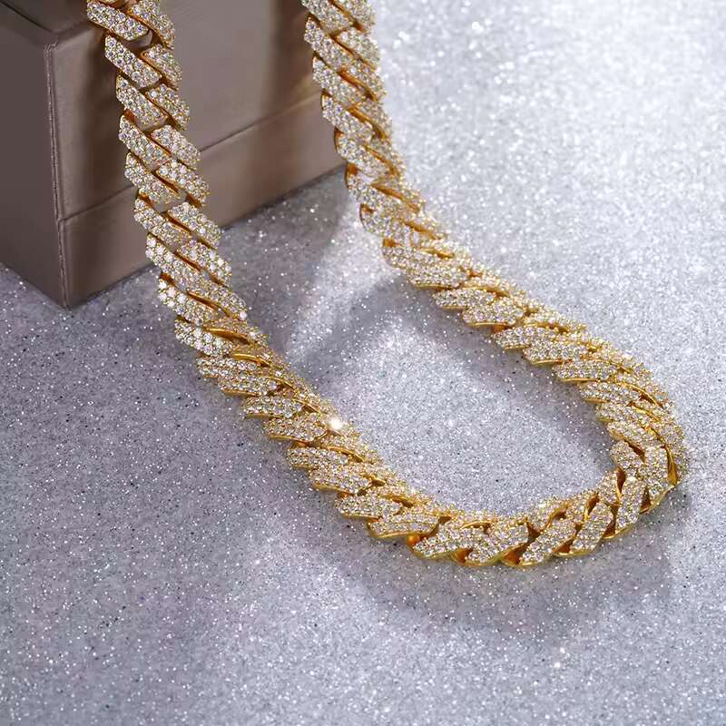 Hip Hop Custom Necklace Jewelry VVS Moissanite Necklace 925 Sterling Sliver Iced Out Cuban Link Chain Necklace Bracelet
