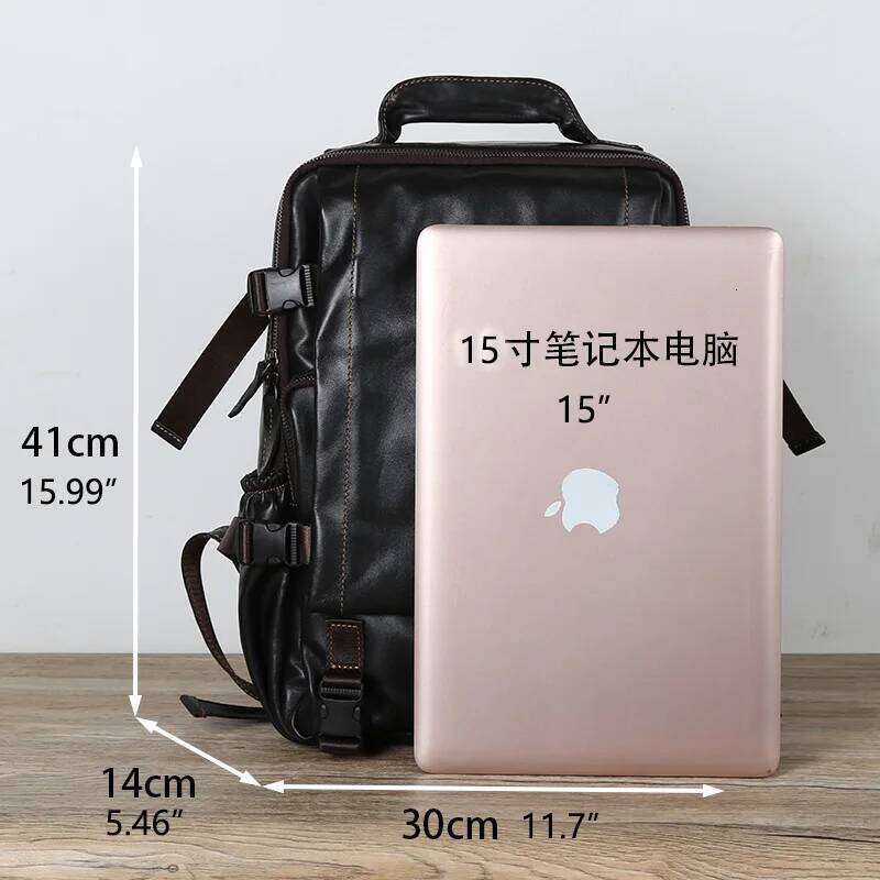 Retro First Layer Cowhide Men's Multifunctional Large Capacity Genuine Leather Leisure Travel Backpack