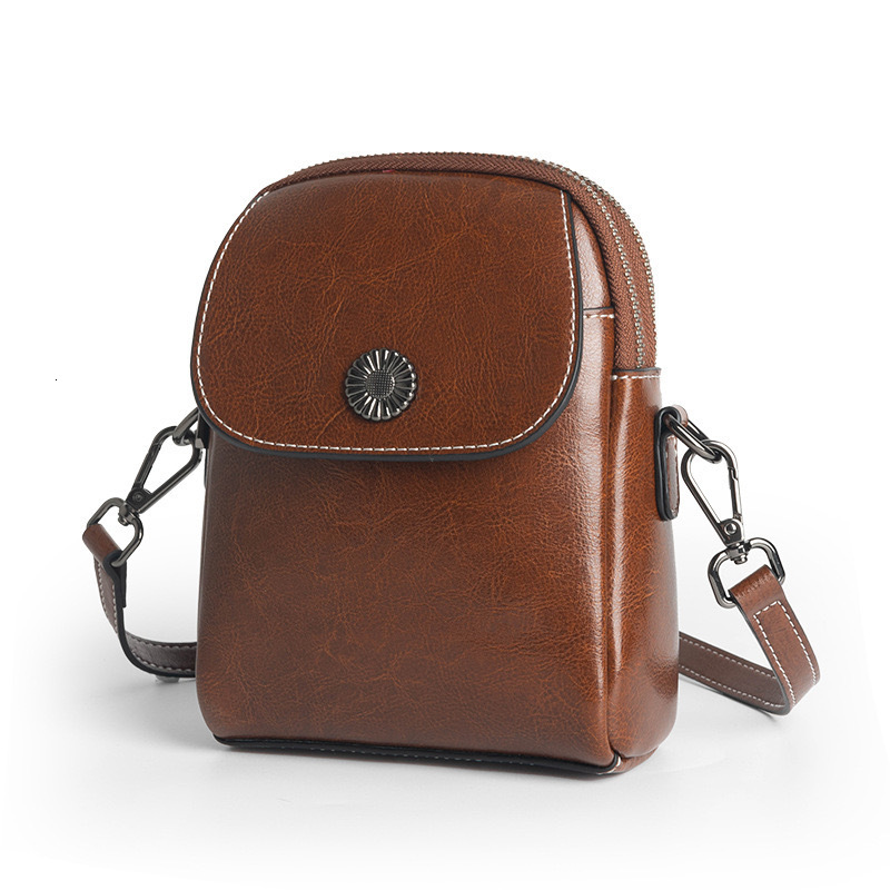 Genuine leather small 2025 new crossbody women's versatile vertical multi-layer shoulder fashionable and high-end mobile phone bag trend
