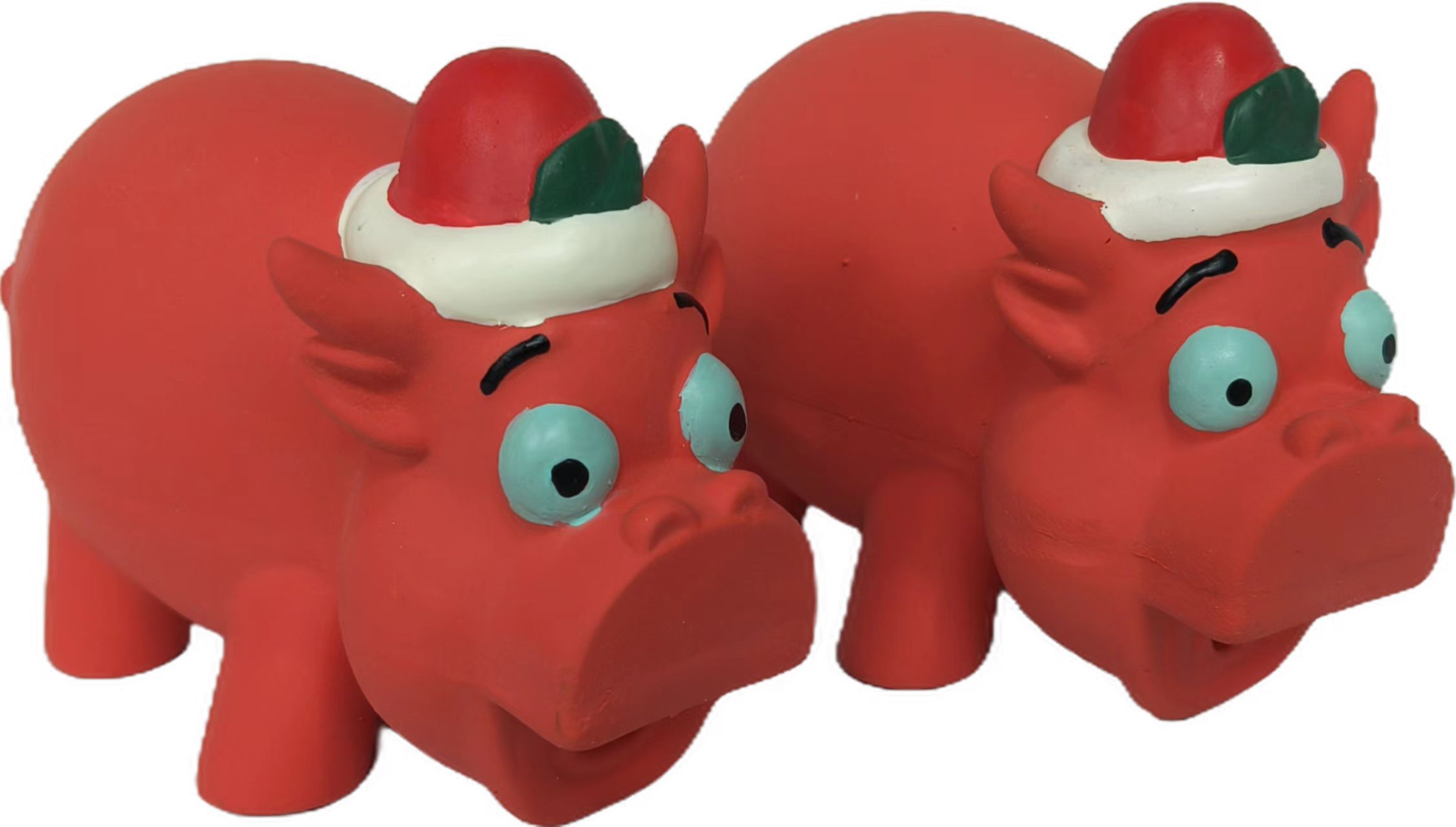Squeaky Christmas-Themed Pig Pure Natural Latex Dog Toys Set of Three