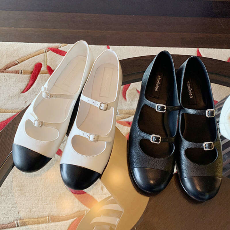 Grape Mom Display Barbie Round Toe Color Block Mary Jane One Strap Shallow Mouth Ballet French Flat Single Shoes