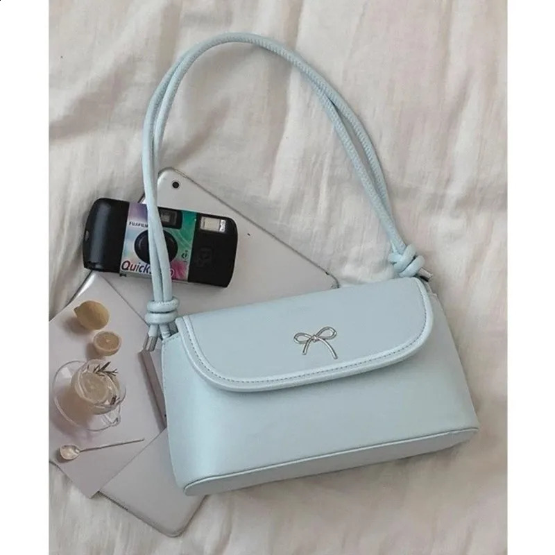 JIAERDI Harajuku Blue Underarm Bag Purse Women Girls Sweet Cute Leather Baguette Bags Female Vintage Y2k Messenger Chic 250528