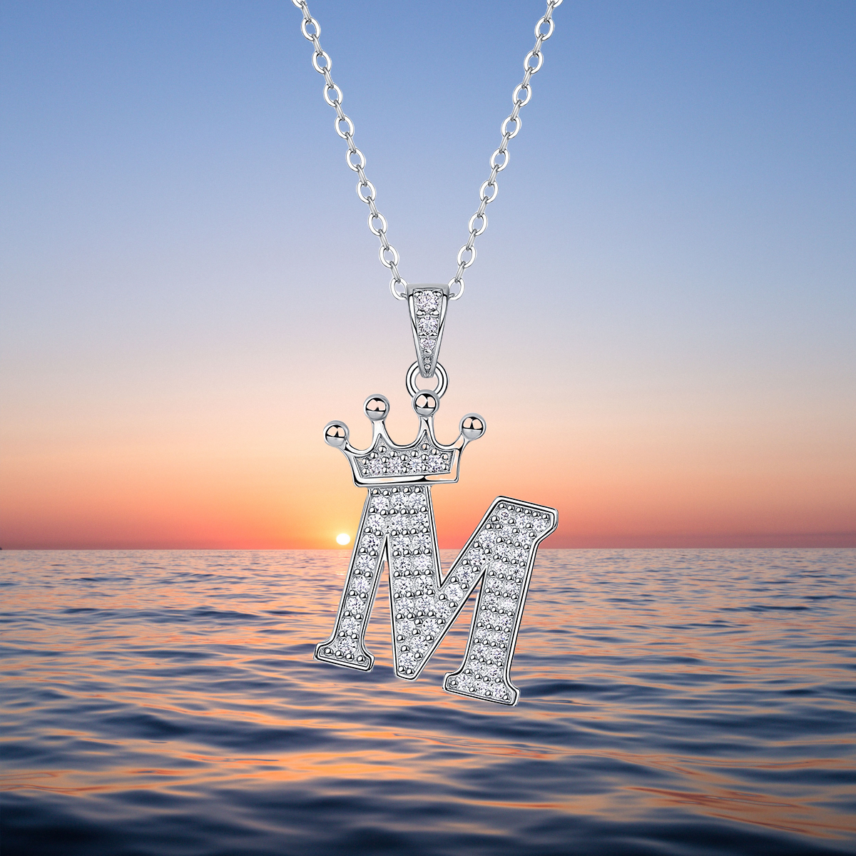 A-N English alphabet pendant necklace 925 sterling silver Moissanite Luxurious cool popular lucky versatile design Cross-border collar necklace jewelr