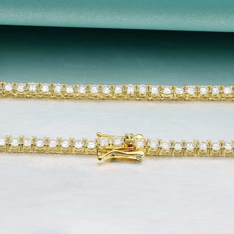 14K 18K Mens Iced Out Hip Hop 6.5mm 16/18/20/22/24 Inches 925 Sterling Silver Tennis Necklace Moissanite Necklace