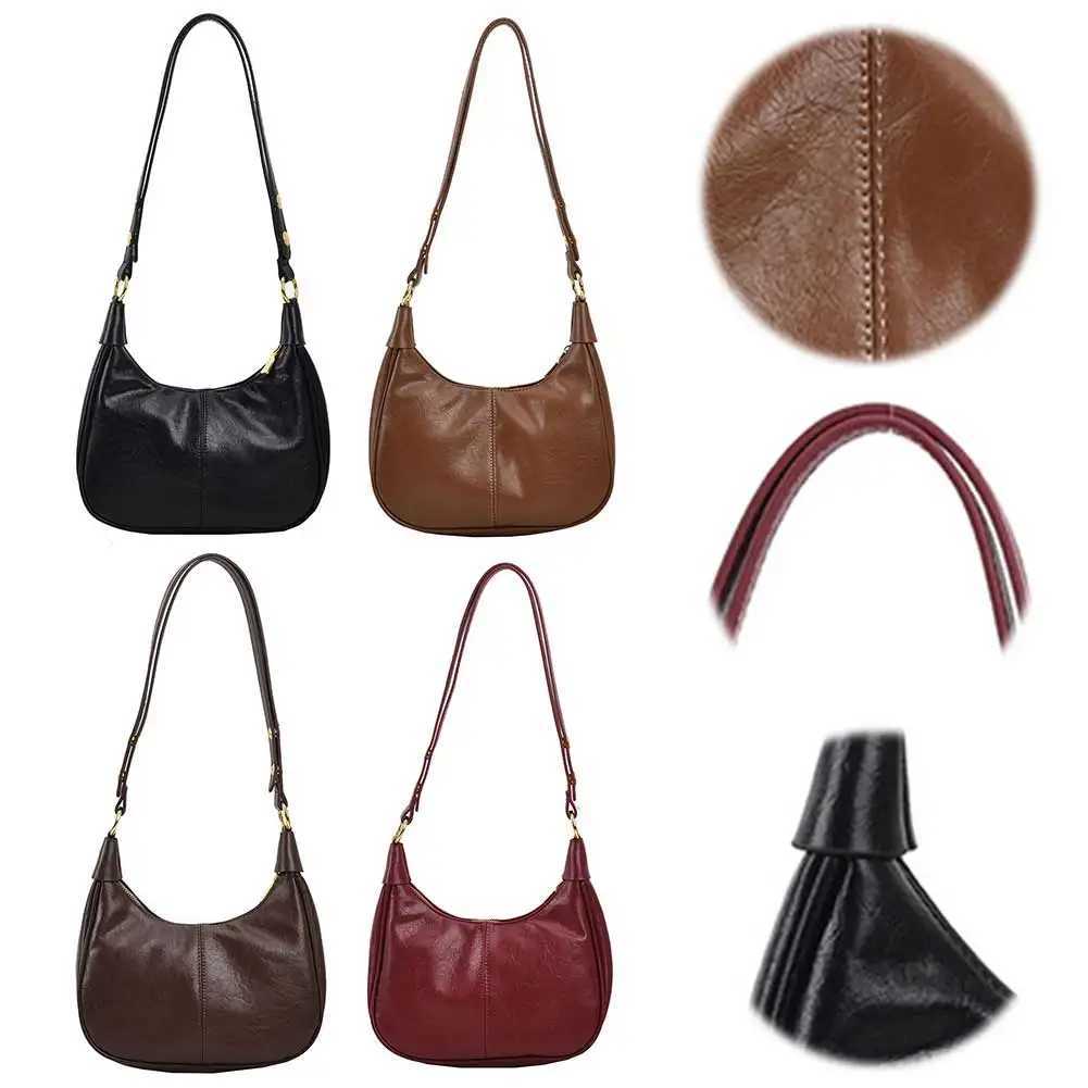 Crescent Bag for Women Adjustable Strap Hobo Bag PU Leather with Zipper Crossbody Bag Solid Handbag for Work Travel XJ2520616
