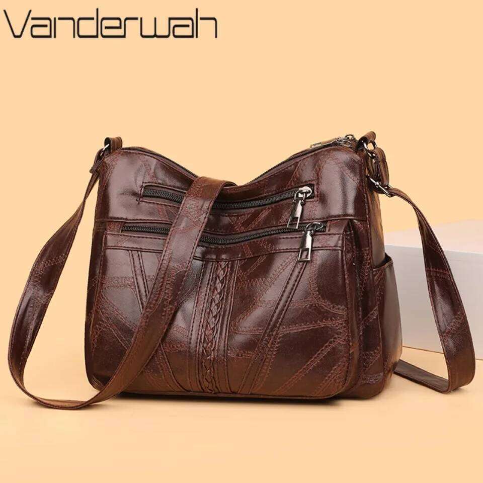 Multiple Pockets Soft Leather Hand For Mom Handbags Women Designer Shoulder Crossbody Bags Sac A Main