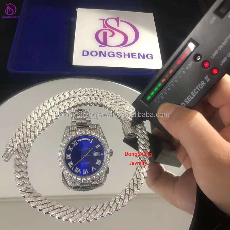 Pass Diamond Tester Gra Moissanite Jewelry Diamond 10mm Wide 925 Sterling Silver Cuban Link Chain for Rapper Hip Hop Necklace