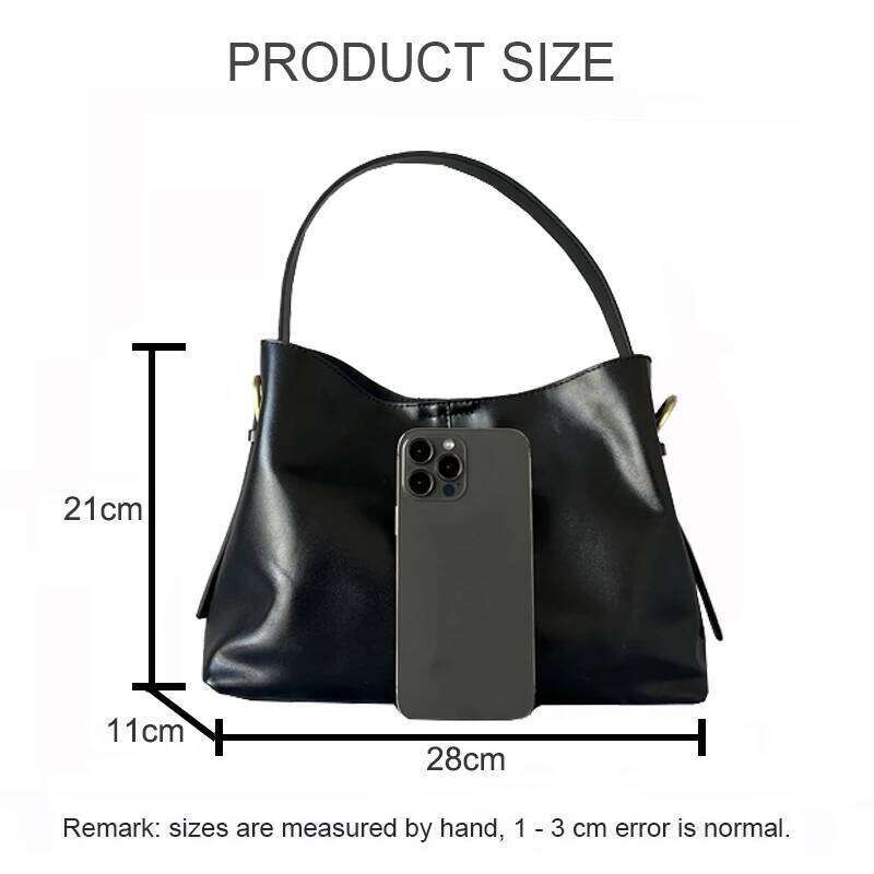 2025 New Lady Large Capacity Women's Crossbody Handbag Top Layer Vegetable Tanned Cowhide Armpit Bucket Bag For Girls