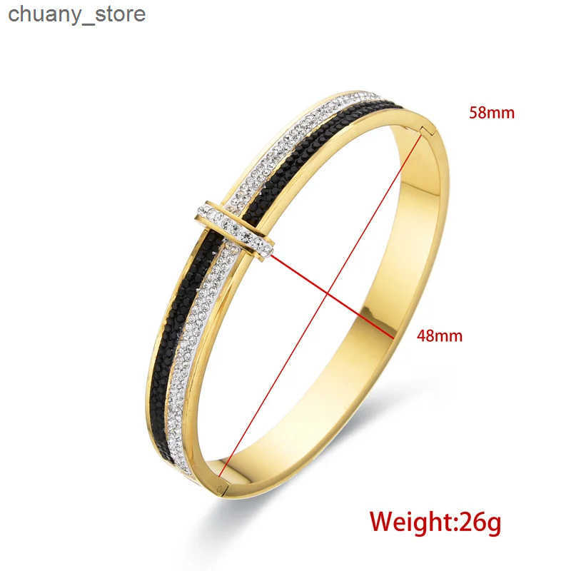 FYSARA Classic Crystal Letter Geometric Stainless Steel Ring for Women Shiny Zircon Ring White Black Cross Jewelry Set z250529C7EH
