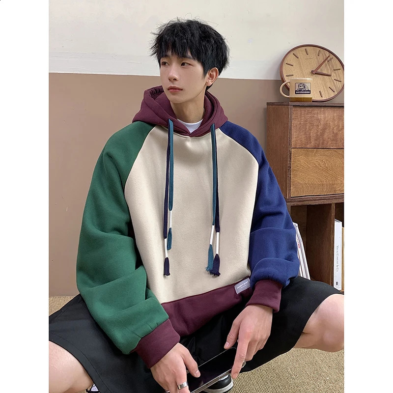 Spring Mens Hoodie Sweatshirt Men Hooded Patchwork Daily Pullover Sports Streetwear Autumn Clothing Hoodies 250527