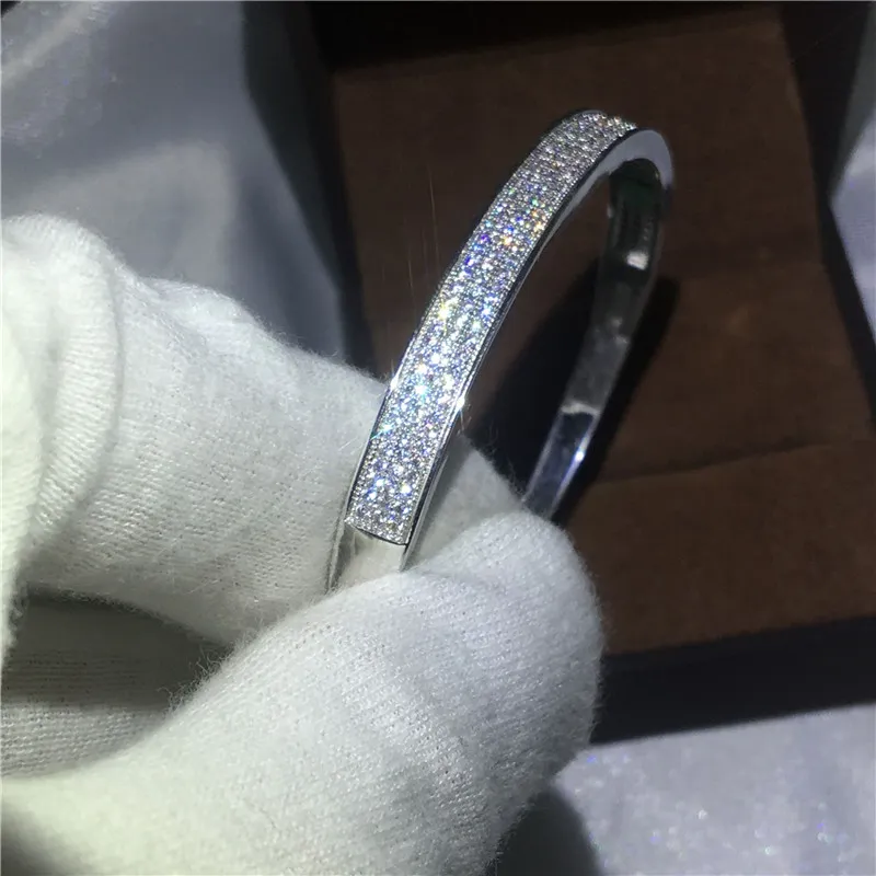Trendy Pave Lab Diamond Bangle 925 Sterling Silver Party Engagement bangles Bracelets for women Bridal Charm wedding accessaries
