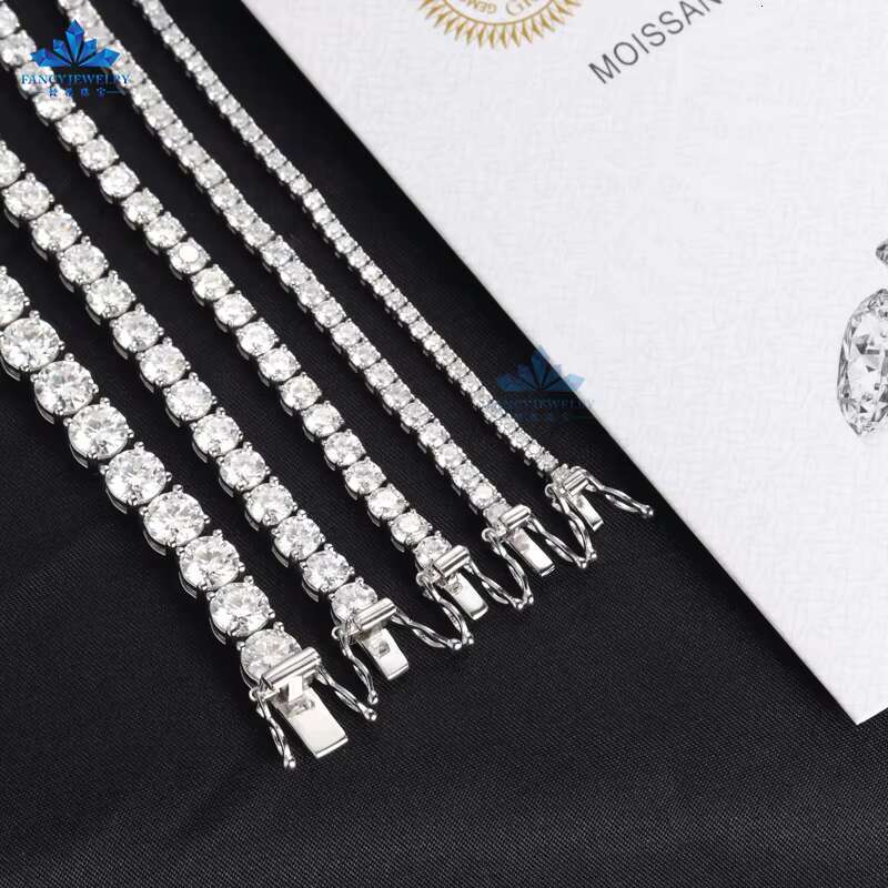 5MM VVS Moissanite Diamond Tennis Chain Necklace Factory Wholesale Price 925 Sterling Silver Iced Out Hip Hop Jewelry Men Women