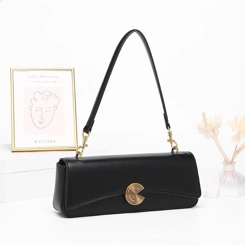 Genuine Leather Womens Baguette Bag y ner French Style Shoulder Cowhide Handbags Women Crossbody Rectangular Bags 250528