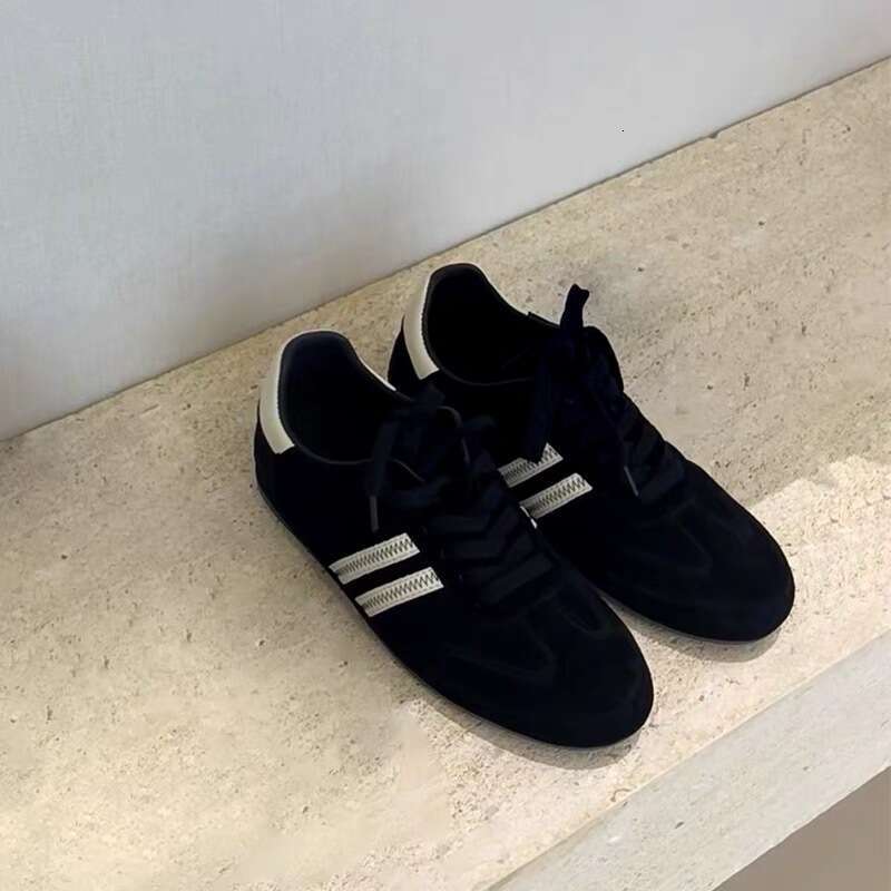 Genuine Leather Color-Block Round-Toe Lace-Up Flat Training for Women Casual Lightweight Running Sports Versatile Agan Shoes
