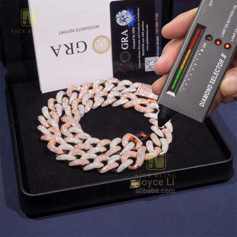 Fashion Hip Hop Jewelry 20mm Infinity Chunky Chain 925 Silver Iced Out Diamond Men Cuban Link Chain