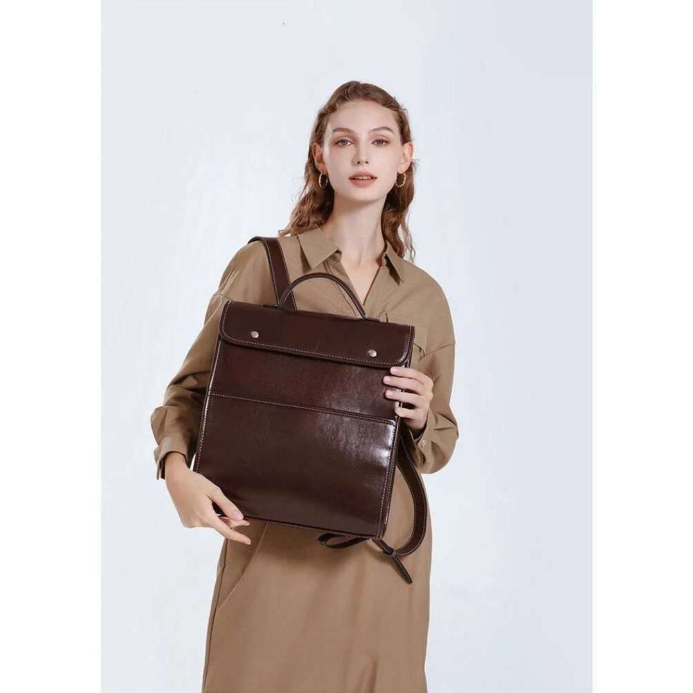 100% Genuine Letaher Women Waterproof Handbag Design Commuter Computer Backpack For Students Schoolbag