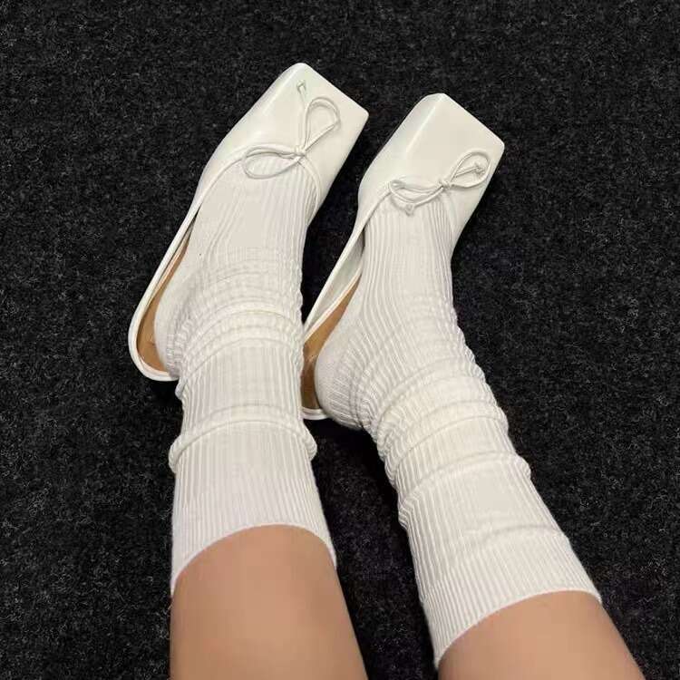 Genuine Leather Niche Design Bowknot Square Toe Flat Mules for Women Outdoor Spring Summer New Sandals Single Shoes