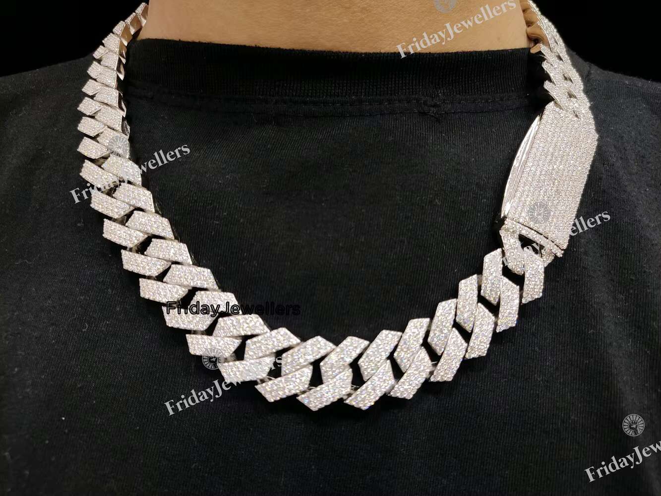 18MM High Quality Customize Sterling Silver VVS Moissanite Diamond Studded Iced Out Cuban Link Chain for Men Fashion Necklace