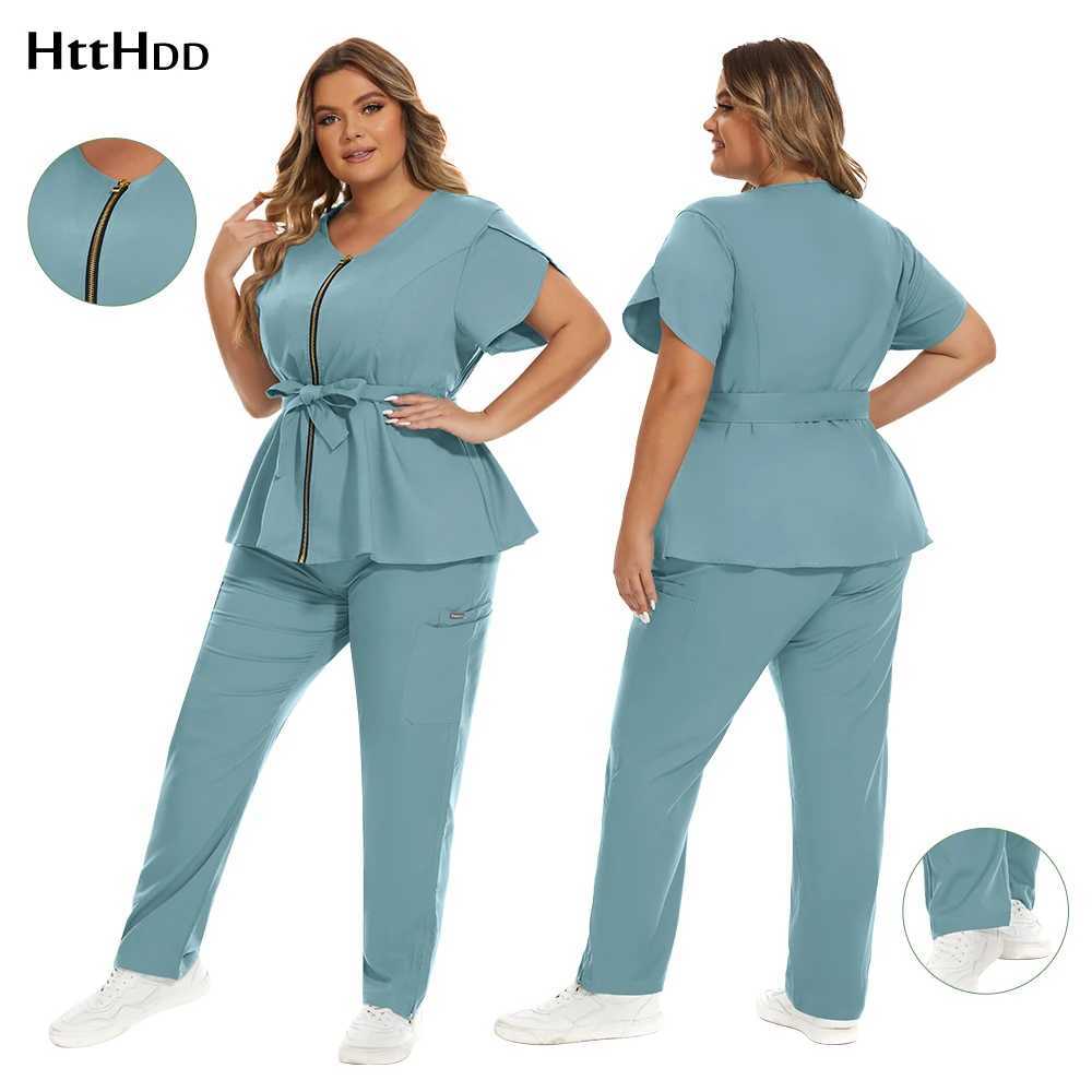 Spa Uniform Womens Manicurist Beautician Red Work Uniform High-quality Scrubs Sets Breathable Health Care Pharmacy Workwear Suit XJ250529