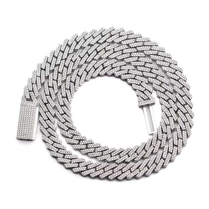 Hot Selling Hip Hop Iced Out VVS Moissanite 10mm Mens 925 Silver Cuban Link Chain Necklace