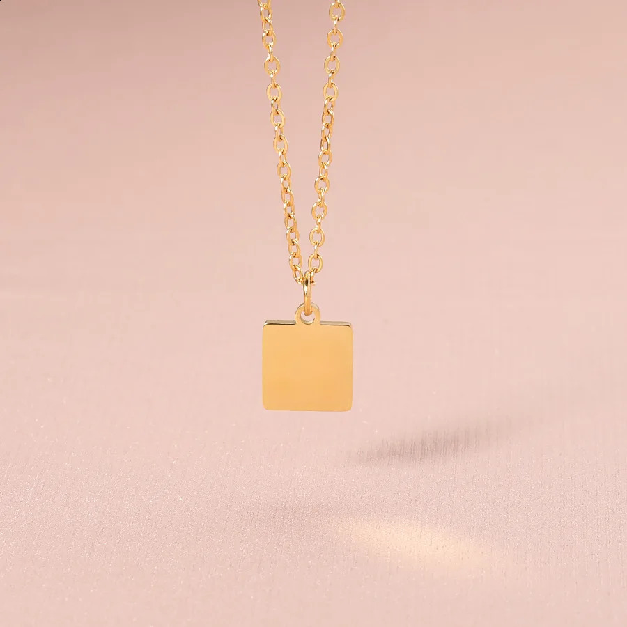 10pcs lot Square size 10x10mm Small Pendant 304 stainless steel women fashion necklace 250519