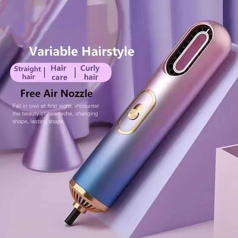 Hair Dryer Hair Styling 3-in-1 Mini Portable Hair Dryer Curling Comb Brush Curling Iron Straightener Manual Hair DryerXJ250528