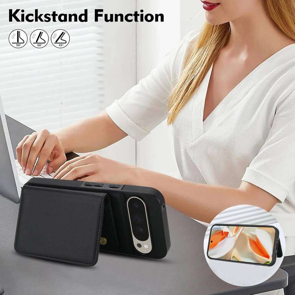 Crossbody Leather Wallet For Google Pixel 9Pro XL 9A 8A 6A 8Pro 8 9 Cover Kickstand Phone Case Card Cash Holder Strap