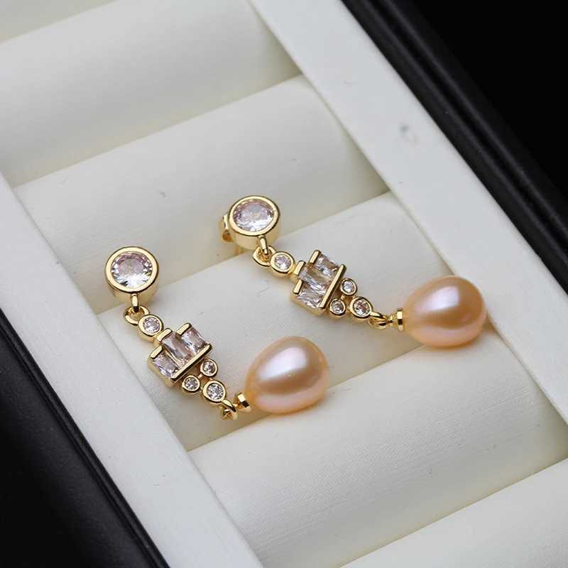 Natural Freshwater Pearl Earrings For WomenGold Plated 925 Sterling Silver Real Pearl Drop Earrings Wedding Gift L250527
