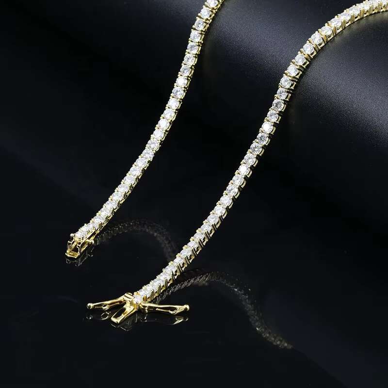 14K 18K Mens Iced Out Hip Hop 6.5mm 16/18/20/22/24 Inches 925 Sterling Silver Tennis Necklace Moissanite Necklace