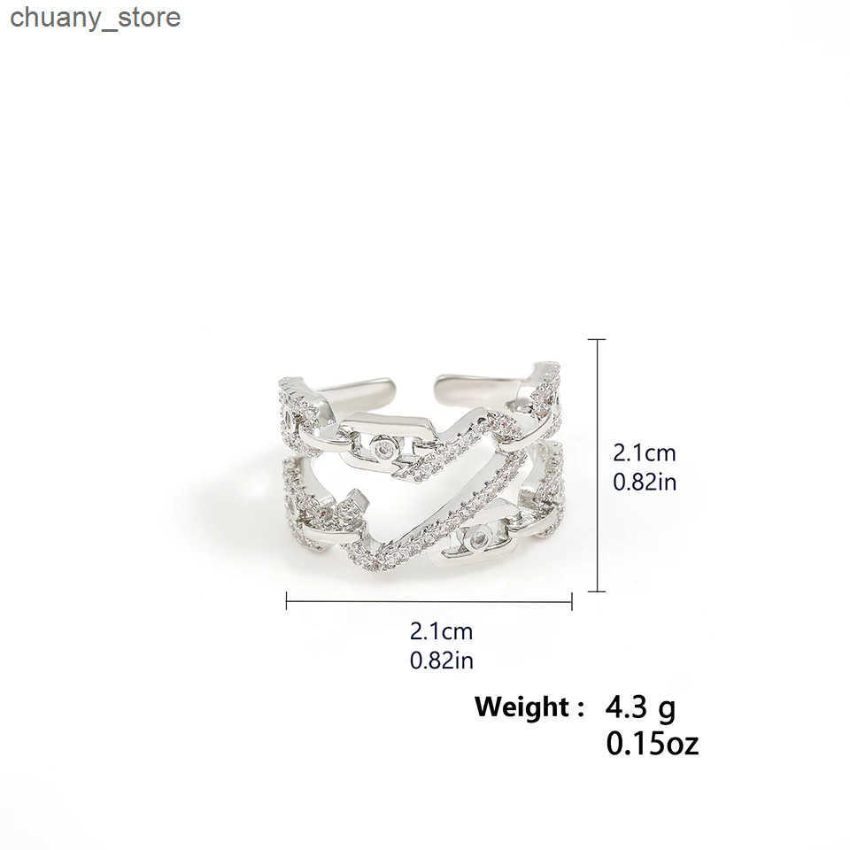 RAKOL Fashion Personality Zircon Open Rings Wrapped Chain Cool Double Finger Ring Punk Style Adjustable Party Jewelry z250529OT4W