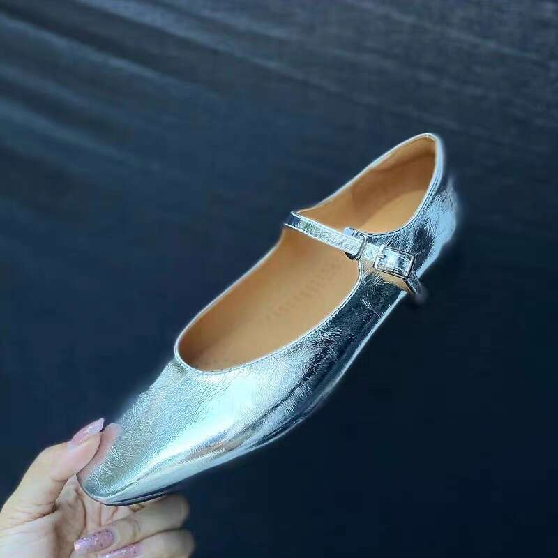 Genuine Leather Square Toe Strap Mary Jane for Women, Summer and Autumn New Versatile Chunky Heel Shallow Mouth Granny Shoes