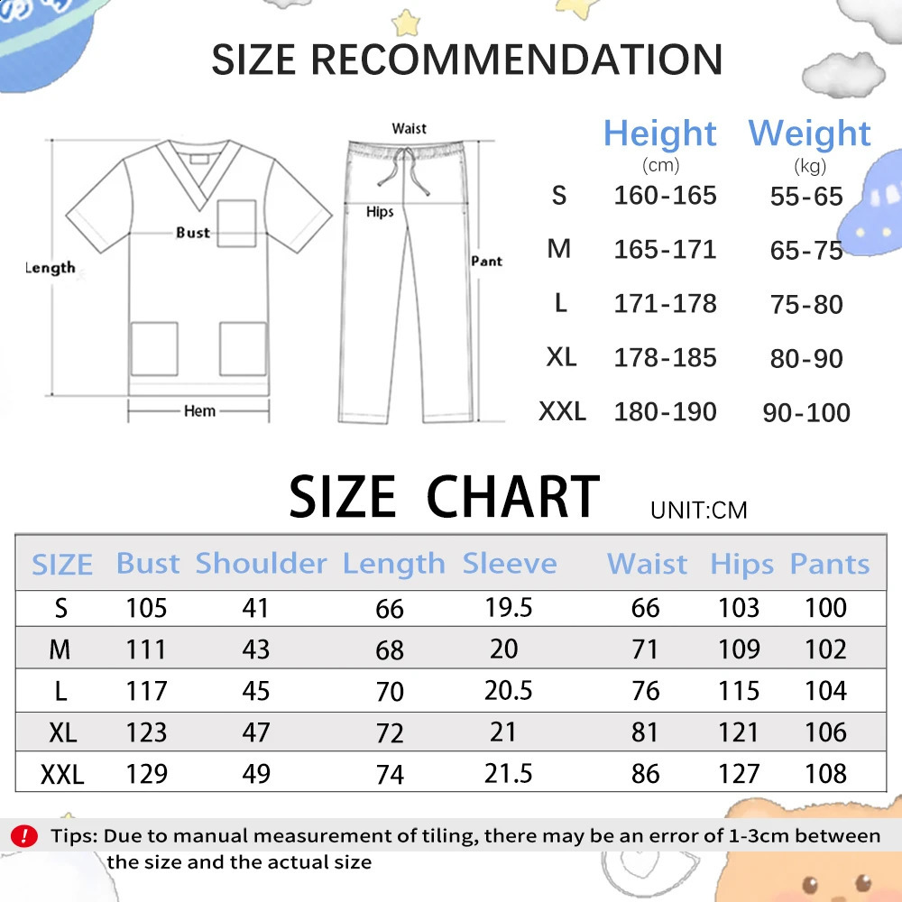 Fashion Uniforms Scrub Set Doctor Nurse Clinical Workwear Nursing Suit Beauty Spa Work Clothes Scrubs Top Pants 250515