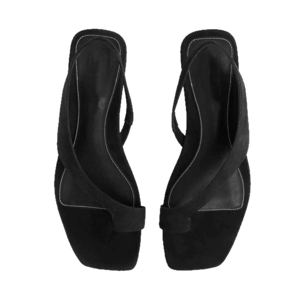 Cowhide Version ~ Row Style Square Flat Ring for Women 2025 Summer Versatile Open Toe Beach Roman Sandals
