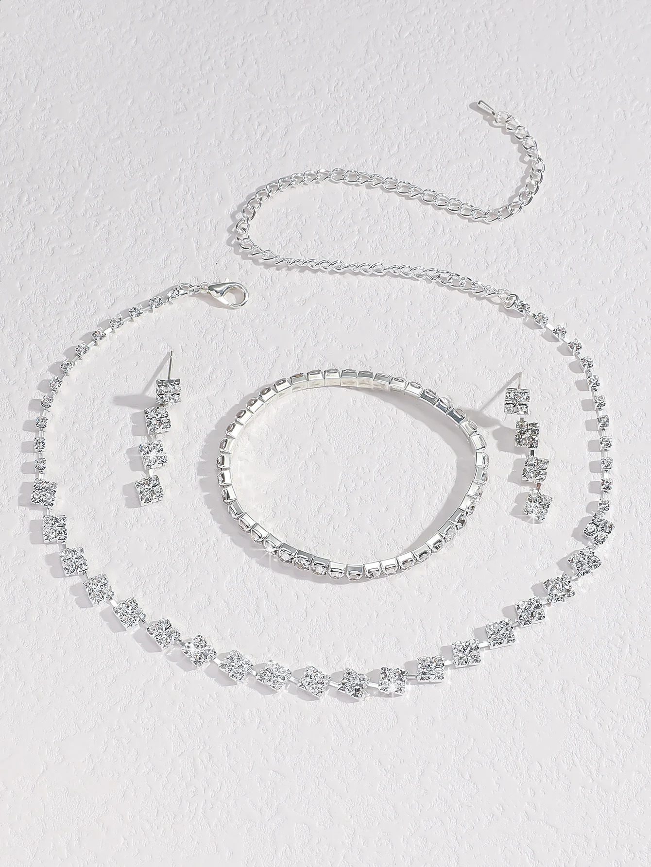 2025 Silver Plated Zirconia Jewelry Set High Quality Necklace Earrings And Bracelet 3 Pieces Jewellery Woman Set 250526