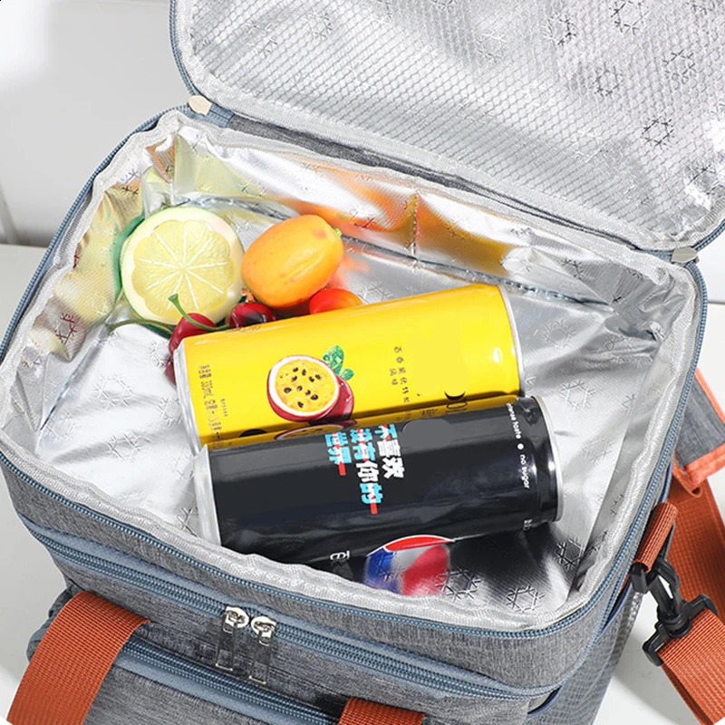 1PC Double Layer Lunch Bag Large Capacity Thermal Insulation Bags Leakproof Cooler Tote For Men Women Work Picnic School 250528