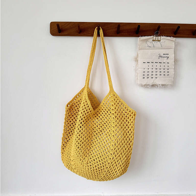 Large Capacity Hollow Cotton Rope Casual Fashion Lazy Style Vacation Shoulder Versatile Women's Commuter Bag B5