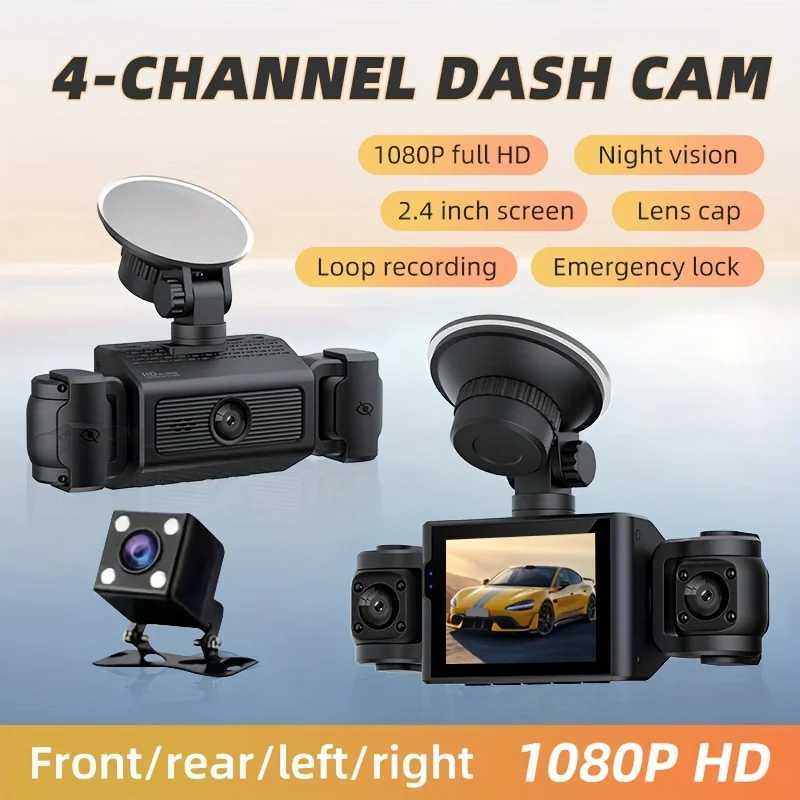 Car dvr 4-Channel Car Dash Cam FHD 1080P Dash Cam Vehcle Black Box Front and Rear Dash Dam for Car Dashcam R250529