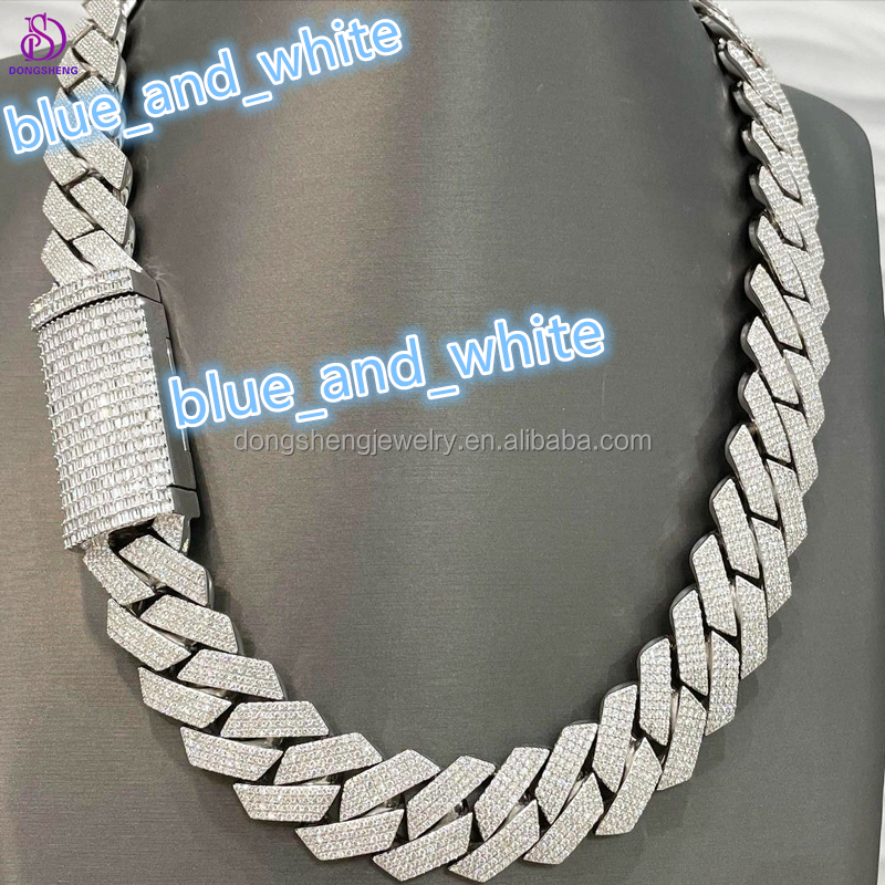 Pass Diamond Tester 925 Silver 18K Gold Cuban Link Necklace Iced Out Hip Hop Jewel Vvs Moissanite Cuban Chain