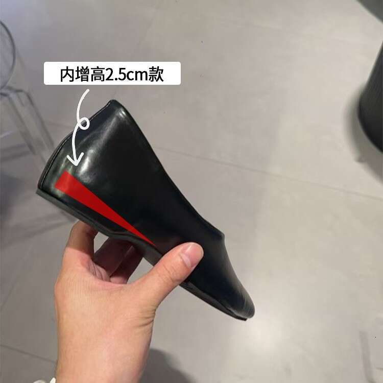 Genuine Leather French Niche Square Toe Hidden Wedge Flat Mules Women's 2025 Spring New Fashion Granny Shoes